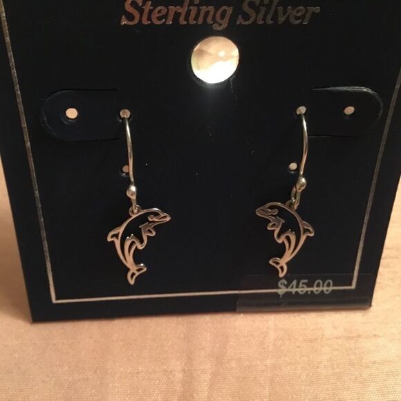 NWT. Sterling Silver Dolphin Earrings - Picture 4 of 4